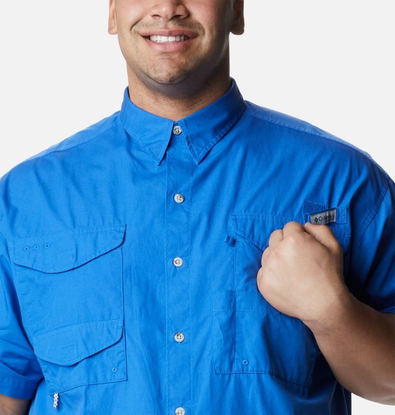 Men's Columbia PFG Bonehead Short Sleeve Shirts Blue | Plus Size CA-Y4AC8